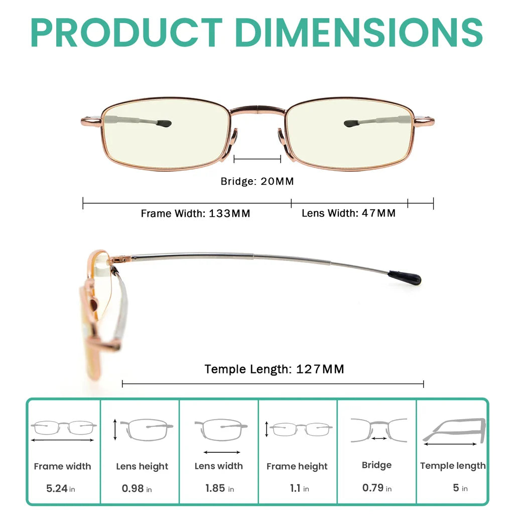 Telescopic Arms Folding Blue Light Blocking Reading Glasses for Women