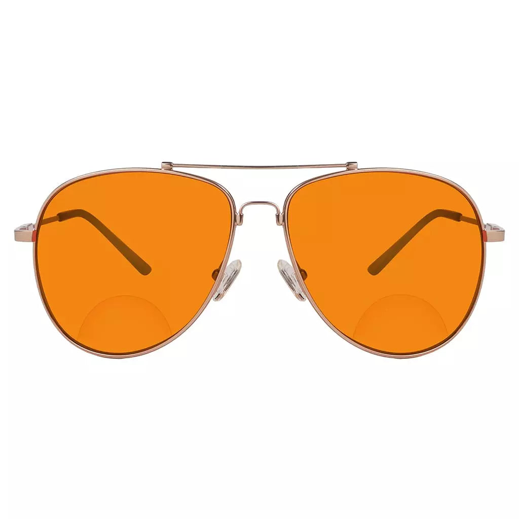 Memory Frame Orange Tinted Blue Light Blocking Bifocal Glasses for Men