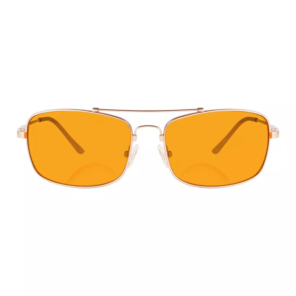 Memory Frame Orange Tinted Blue Light Blocking Bifocal Glasses Men