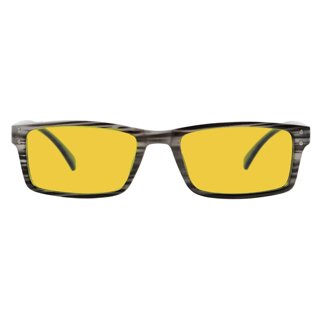 Amber Tinted Patterned Blue Light Blocking Reading Glasses Men