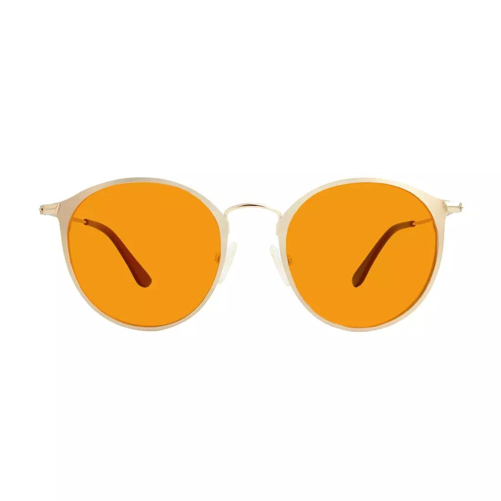 Round Orange Tinted Blue Light Blocking Reading Glasses Women Men