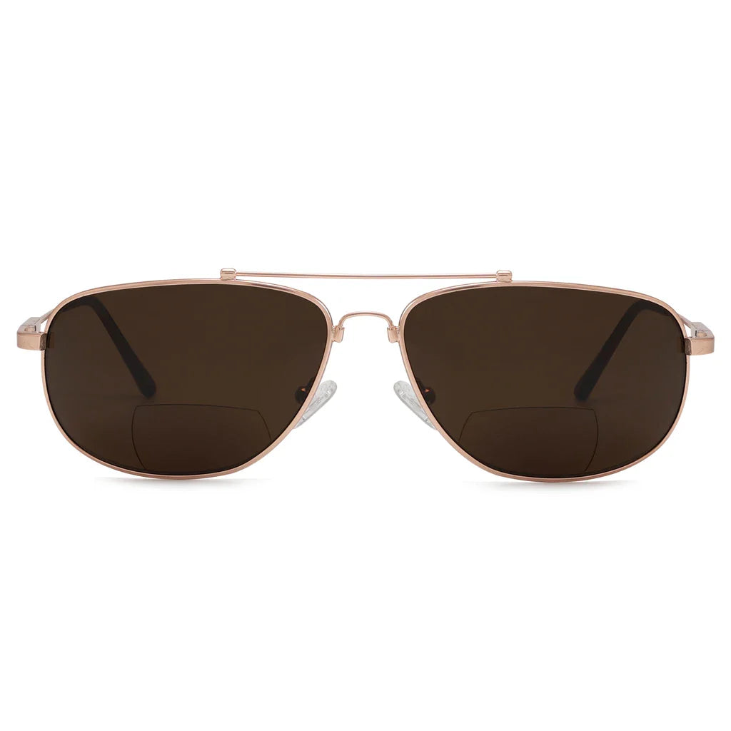 Polarized Bifocal Sunglasses Pilot Wire Rim Men