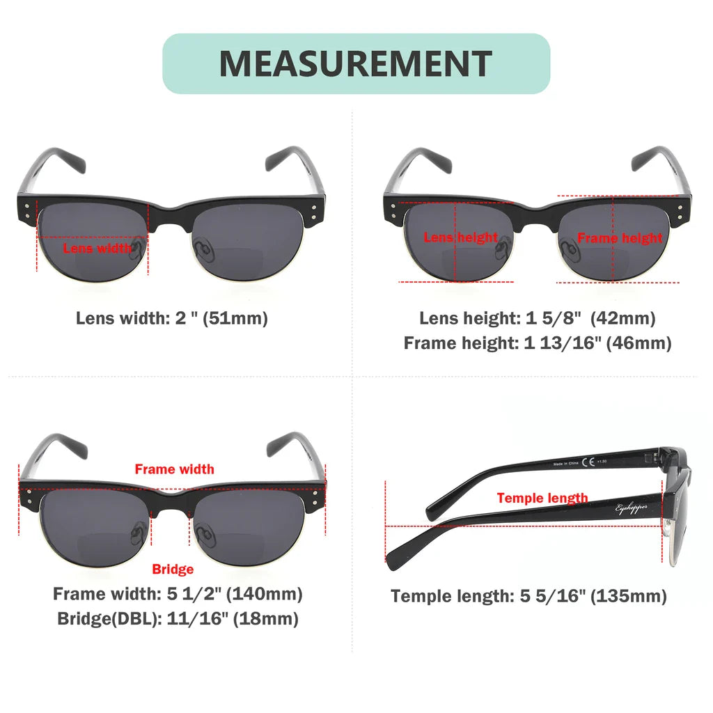 Half Semi-Rimless Bifocal Sunglasses Men Women