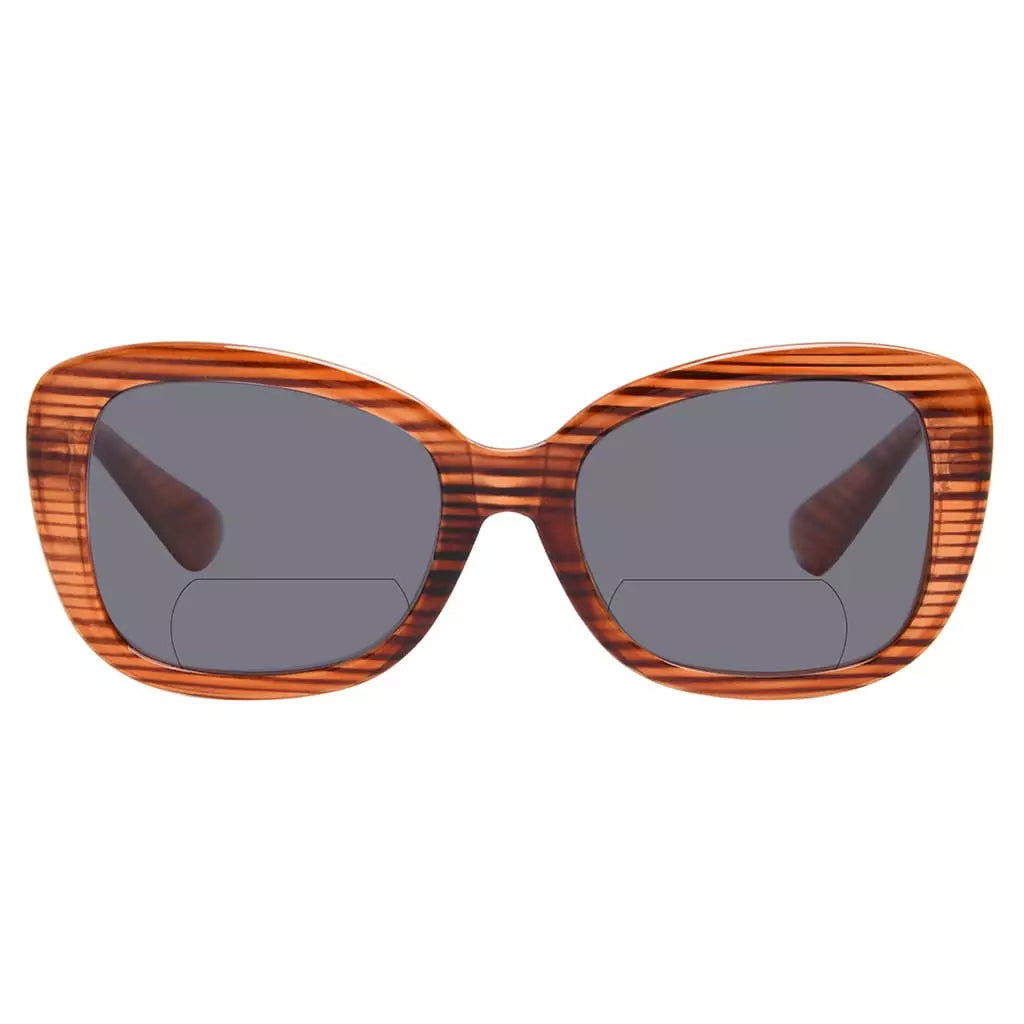 Trendy Wood Grain Bifocal Sunglasses Women