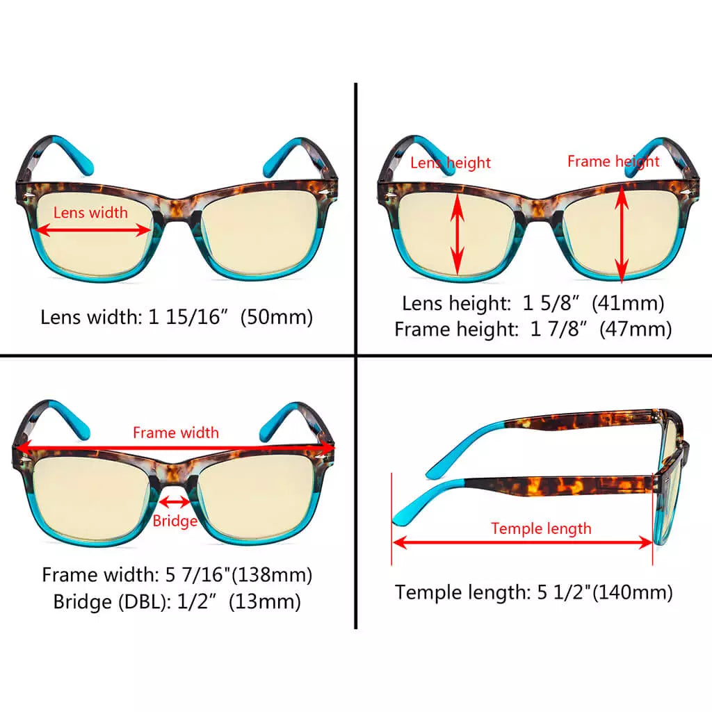 Square Blue Light Blocking Reading Glasses Women Men