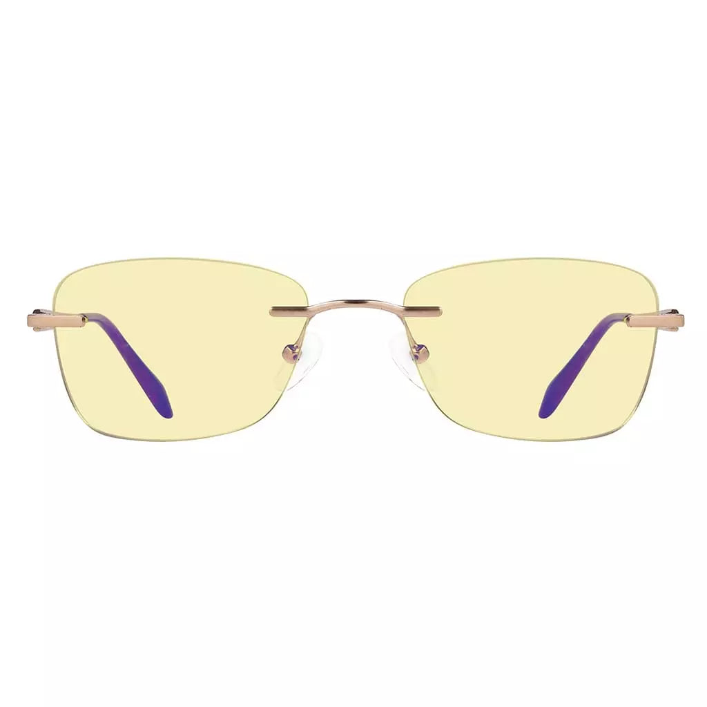 Rimless Yellow Tinted Blue Light Blocking Reading Glasses Women Men