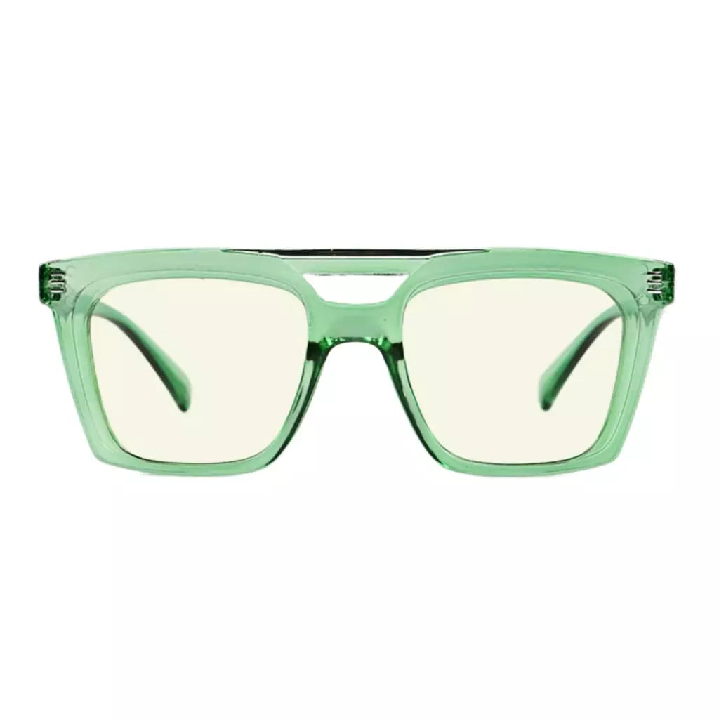 Square Blue Light Blocking Reading Glasses Double Bridge Women Men