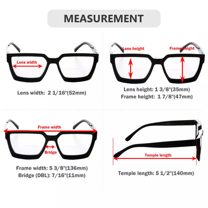 Square Bifocal Reading Glasses Women