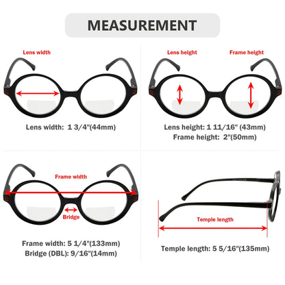 Round Small Lens Bifocal Reading Glasses Women Men