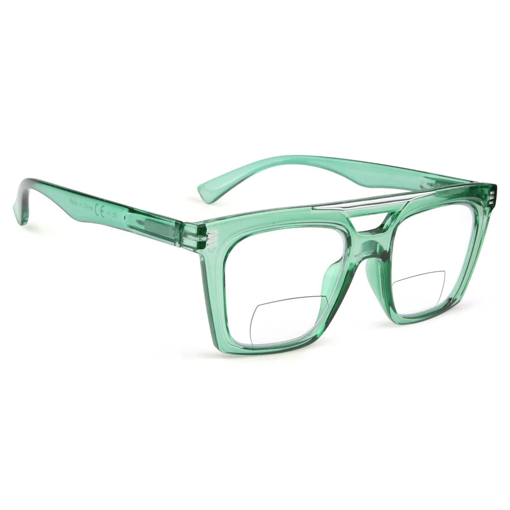 Double Bridge Square Bifocal Reading Glasses Women