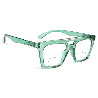 Double Bridge Square Bifocal Reading Glasses Women