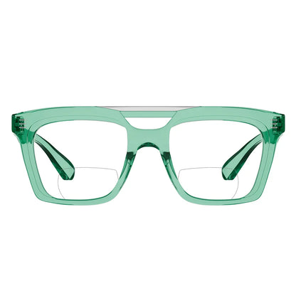 Double Bridge Square Bifocal Reading Glasses Women