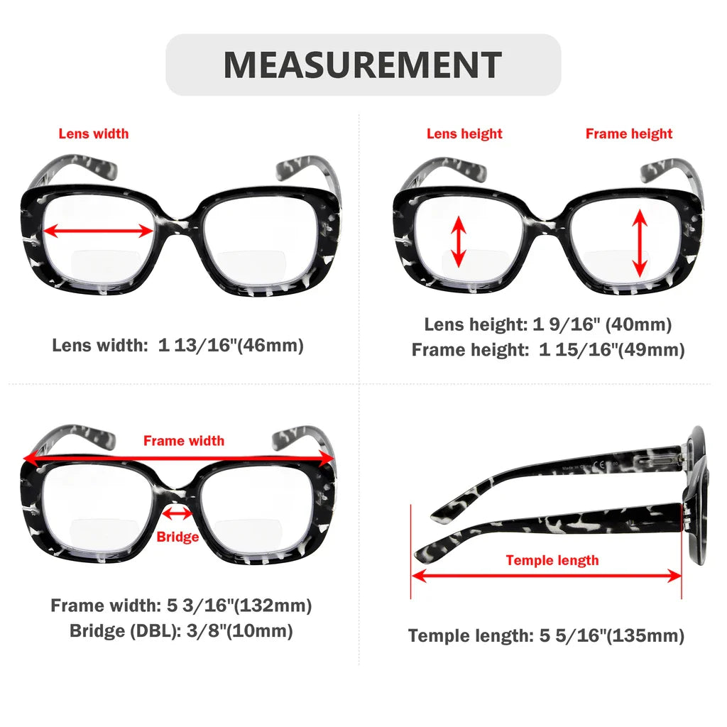 Square Bifocal Reading Glasses Women