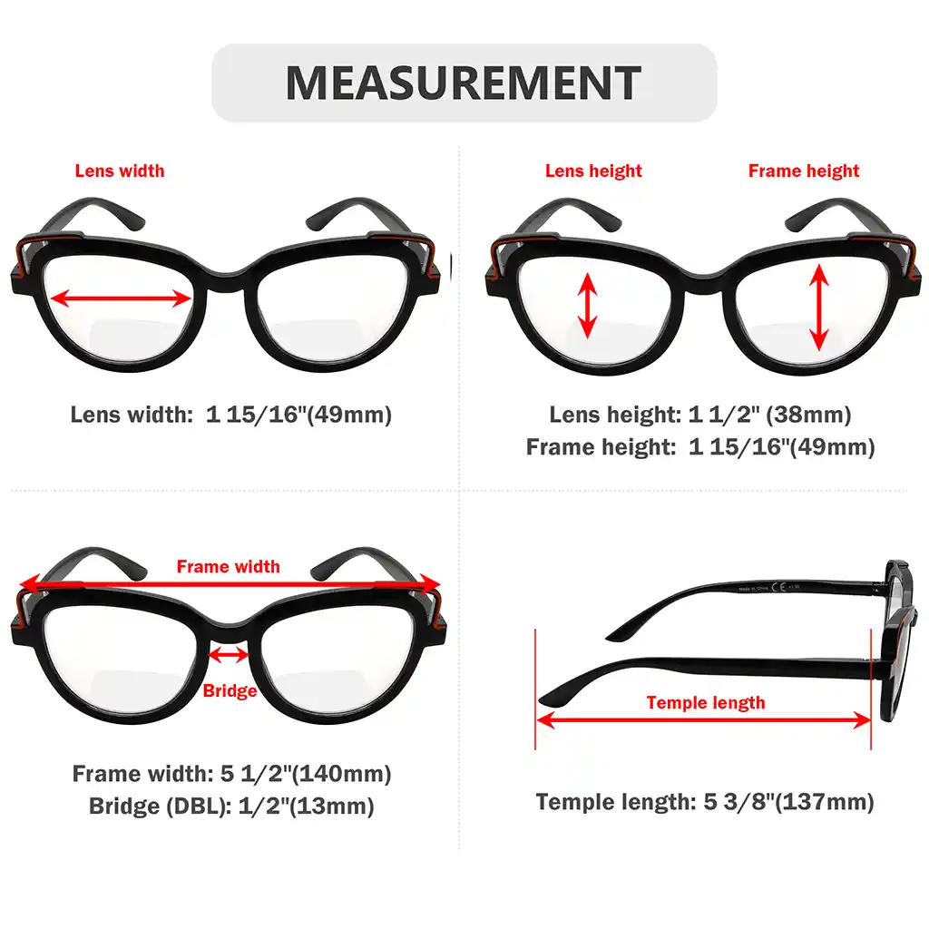 Cat Eye Bifocal Reading Glasses Women