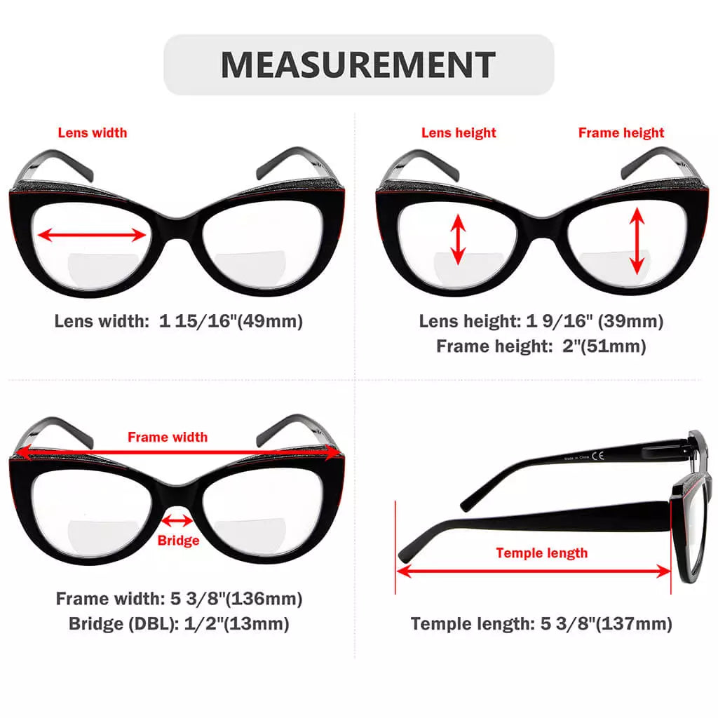 Cat-Eye Bifocal Reading Glasses for Women