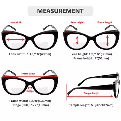 Cat-Eye Bifocal Reading Glasses for Women