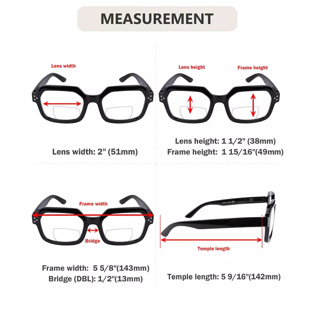 Hexagon Bifocal Reading Glasses Women