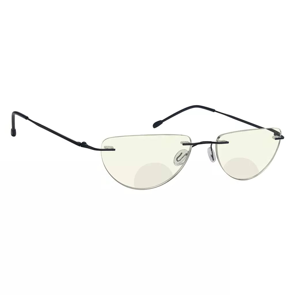 Half Moon Rimless Bifocal Blue Light Blocking Reading Glasses Men