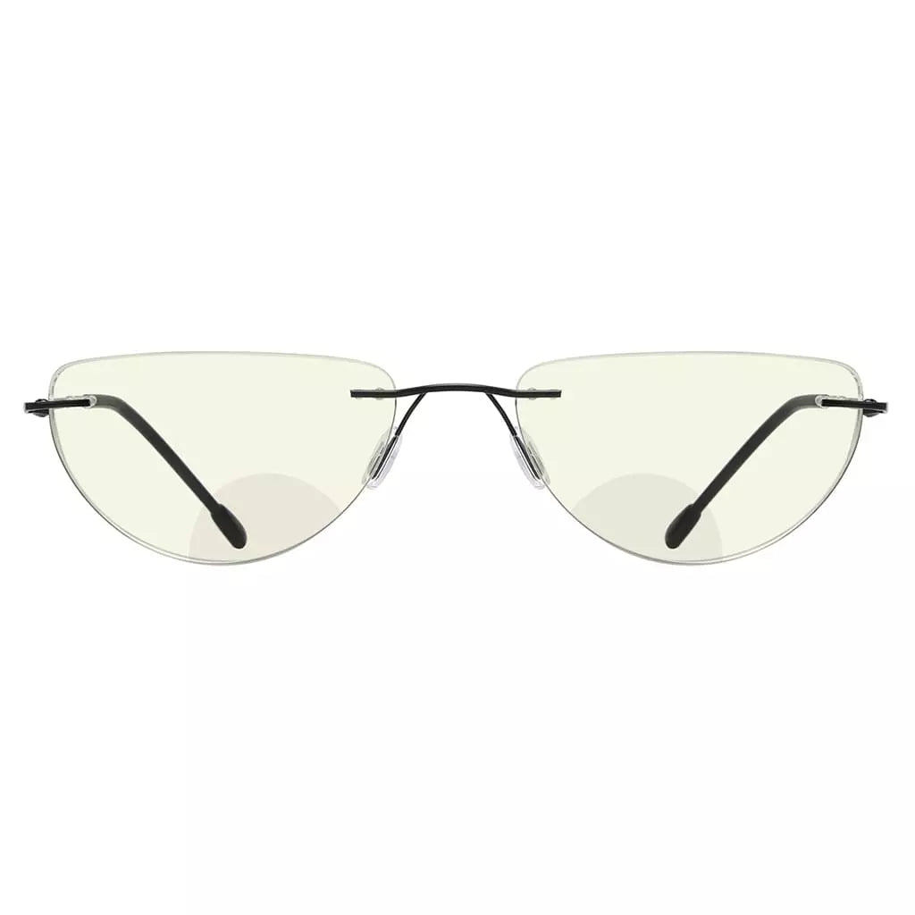 Half Moon Rimless Bifocal Blue Light Blocking Reading Glasses Men