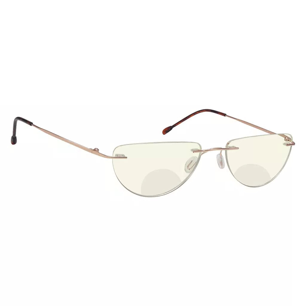 Half Moon Rimless Bifocal Blue Light Blocking Reading Glasses Men