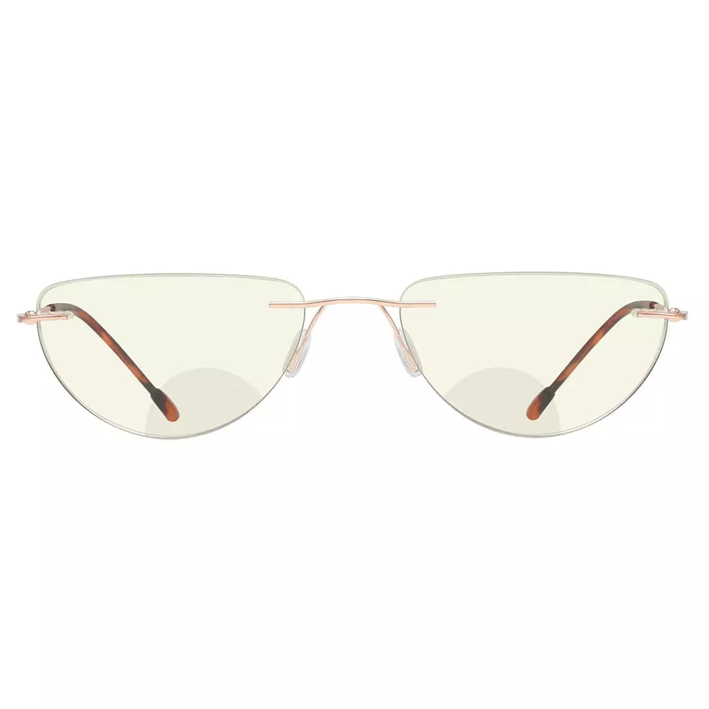 Half Moon Rimless Bifocal Blue Light Blocking Reading Glasses Men