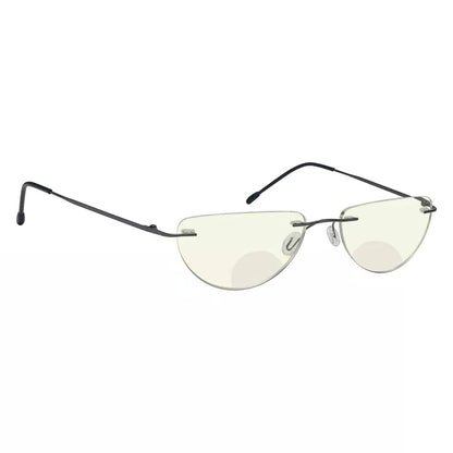 Half Moon Rimless Bifocal Blue Light Blocking Reading Glasses Men