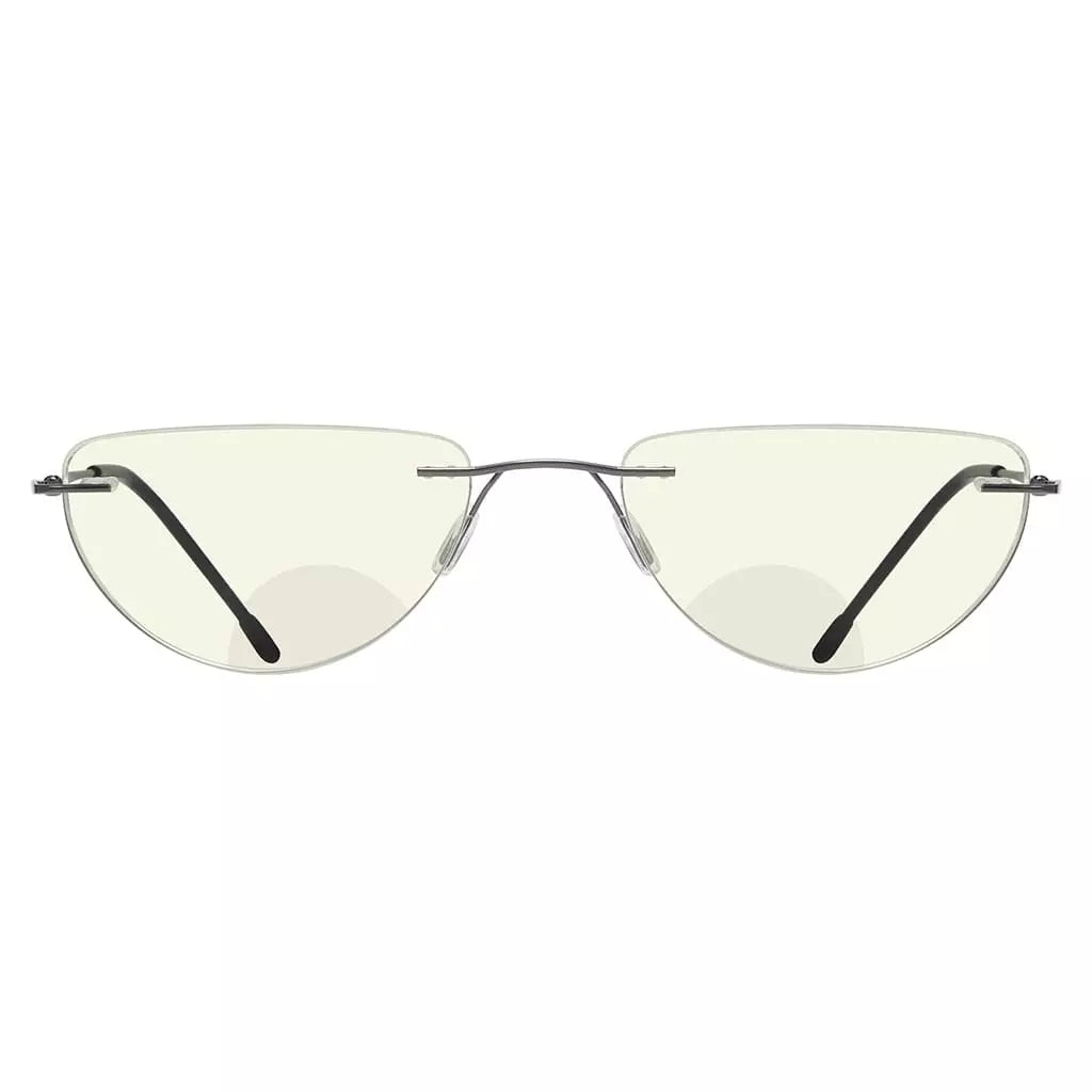 Half Moon Rimless Bifocal Blue Light Blocking Reading Glasses Men