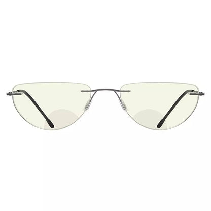 Half Moon Rimless Bifocal Blue Light Blocking Reading Glasses Men