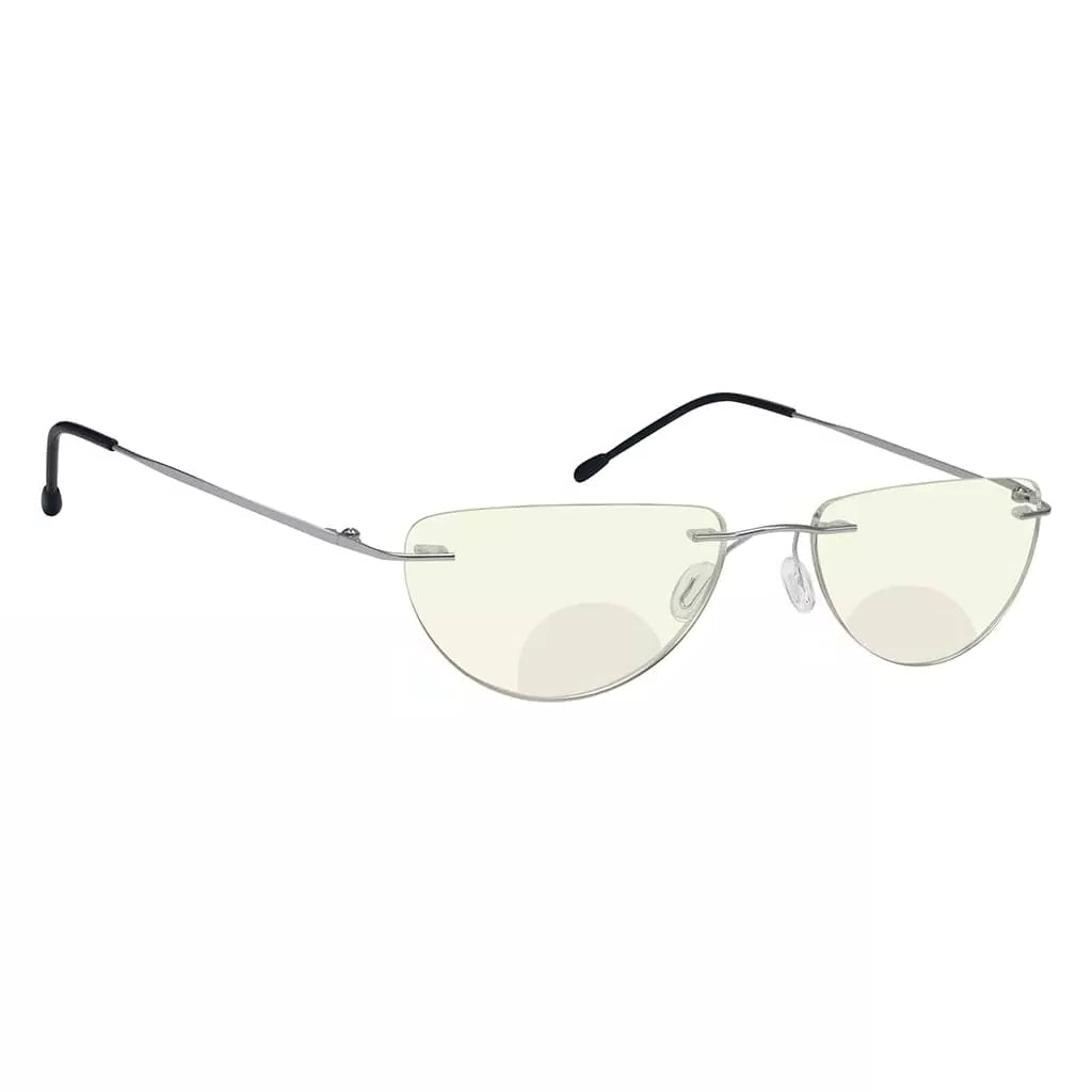 Half Moon Rimless Bifocal Blue Light Blocking Reading Glasses Men