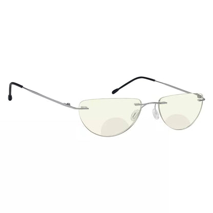 Half Moon Rimless Bifocal Blue Light Blocking Reading Glasses Men