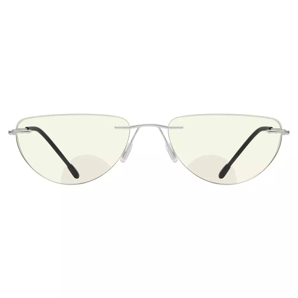 Half Moon Rimless Bifocal Blue Light Blocking Reading Glasses Men