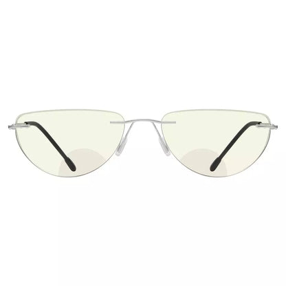 Half Moon Rimless Bifocal Blue Light Blocking Reading Glasses Men