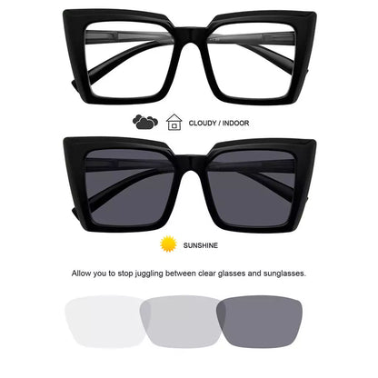 Oversized Transition Photochromic Reading Glasses for Women