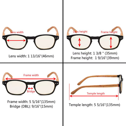 Bamboo Pattern Blue Light Blocking Reading Glasses for Men Women