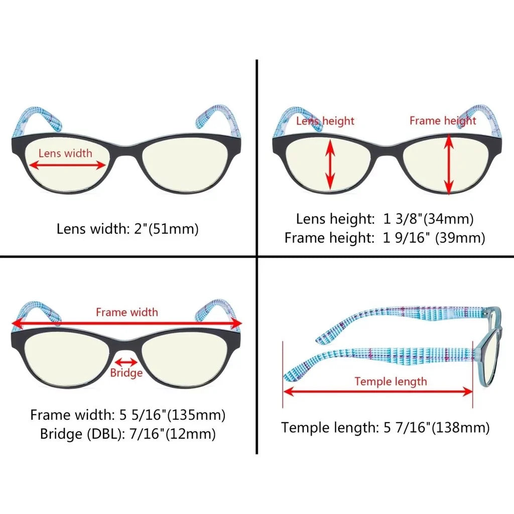 Cat Eye Patterned Blue Light Blocking Reading Glasses Women