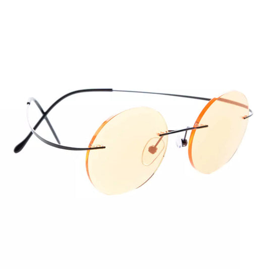 Titanium Rimless Round Blue Light Blocking Reading Glasses Men Women