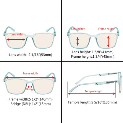 Square Blue Light Blocking Reading Glasses Women Men