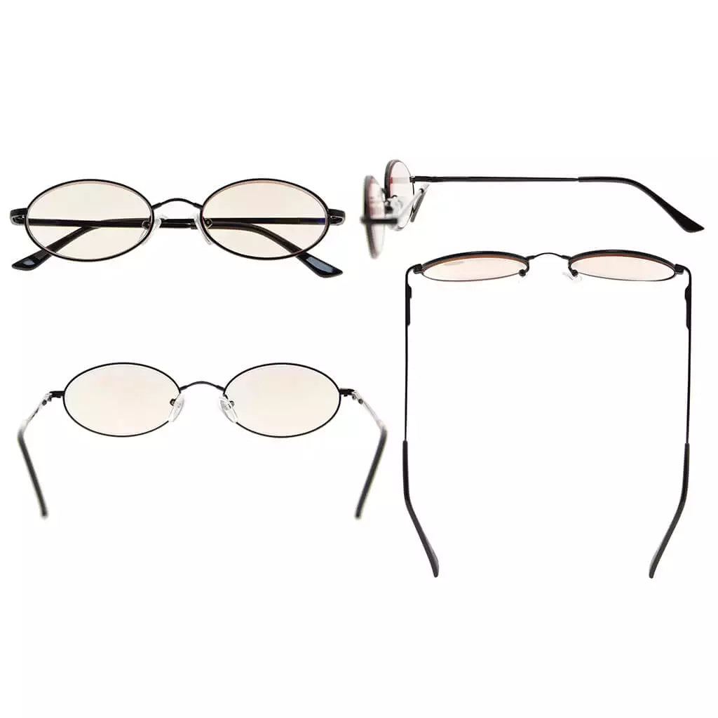 Small Oval Blue Light Blocking Reading Glasses Women Men Spring Hinges