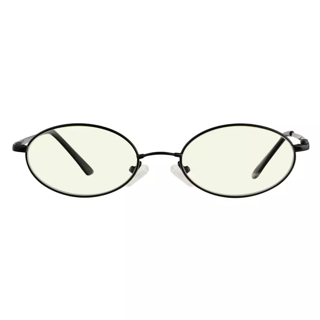 Small Oval Blue Light Blocking Reading Glasses Women Men Spring Hinges