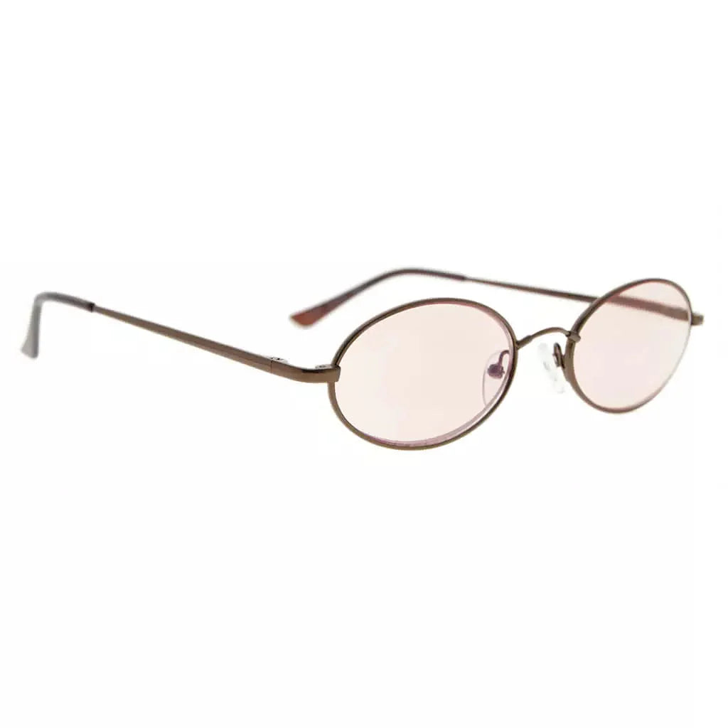 Small Oval Blue Light Blocking Reading Glasses Women Men Spring Hinges