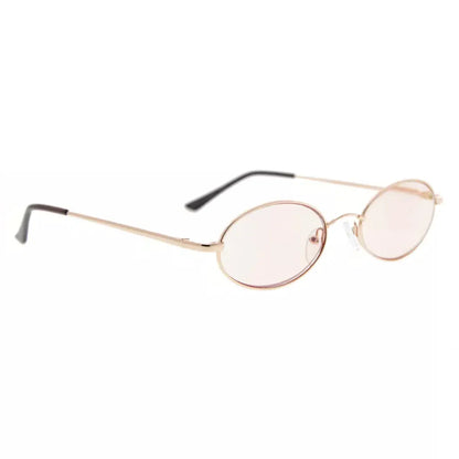 Small Oval Blue Light Blocking Reading Glasses Women Men Spring Hinges