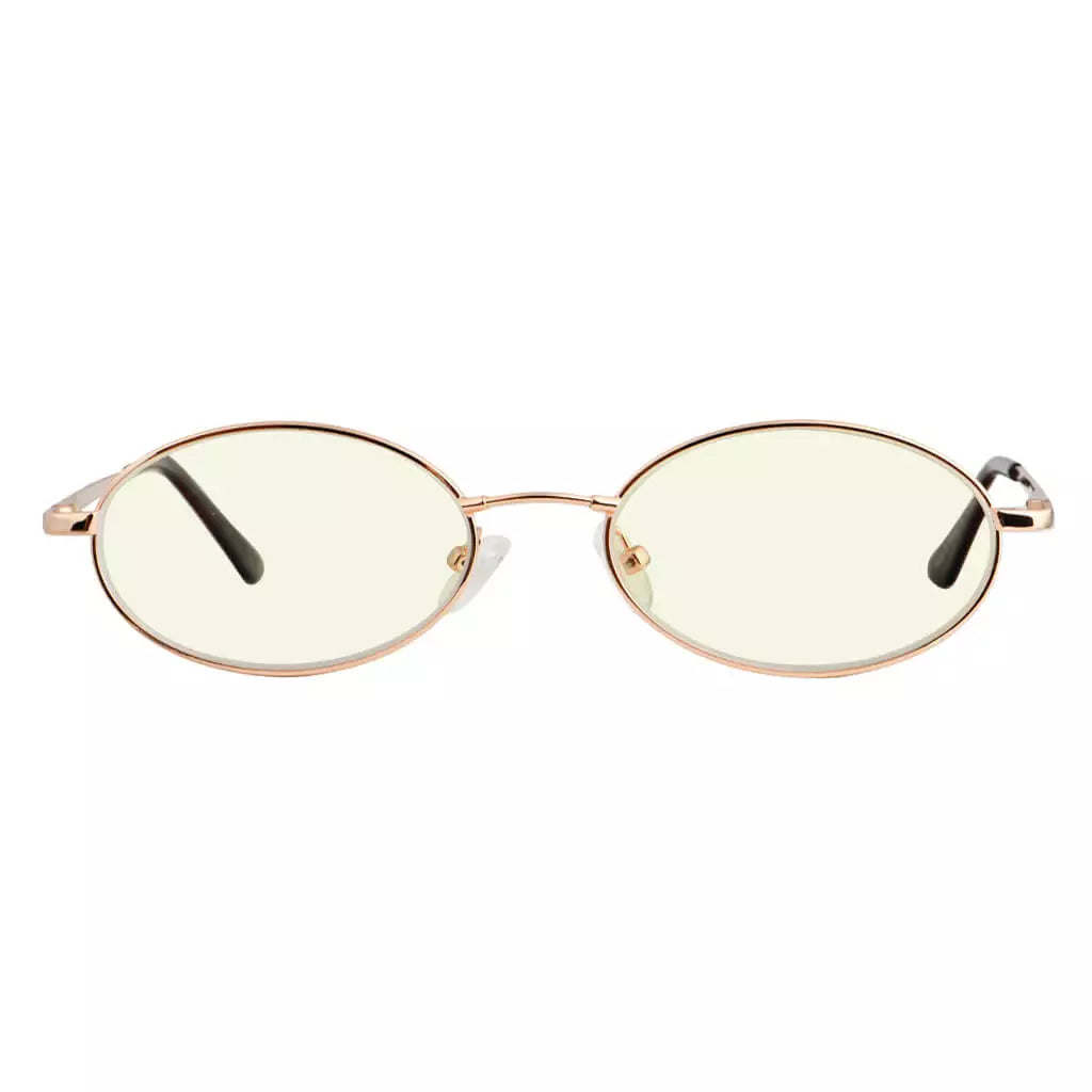 Small Oval Blue Light Blocking Reading Glasses Women Men Spring Hinges