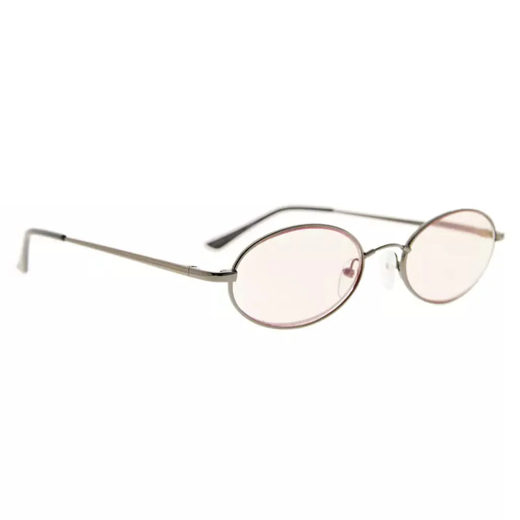 Small Oval Blue Light Blocking Reading Glasses Women Men Spring Hinges