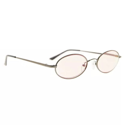 Small Oval Blue Light Blocking Reading Glasses Women Men Spring Hinges