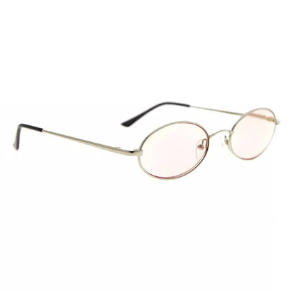 Small Oval Blue Light Blocking Reading Glasses Women Men Spring Hinges