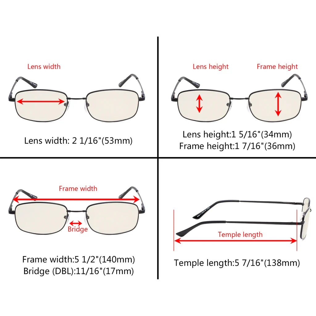 Memory Titanium Blue Light Blocking Reading Glasses for Women Men