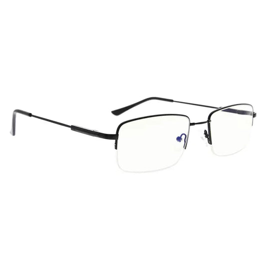 Half-rim Titanium Blue Light Blocking Reading Glasses Men Spring Hinges