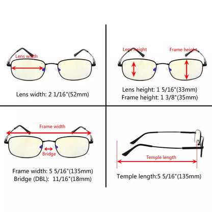 Wirerim Titanium Blue Light Blocking Reading Glasses Readers Men Spring Hinges