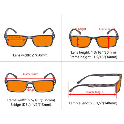 Orange Tinted Blue Light Blocking Reading Glasses Women Men