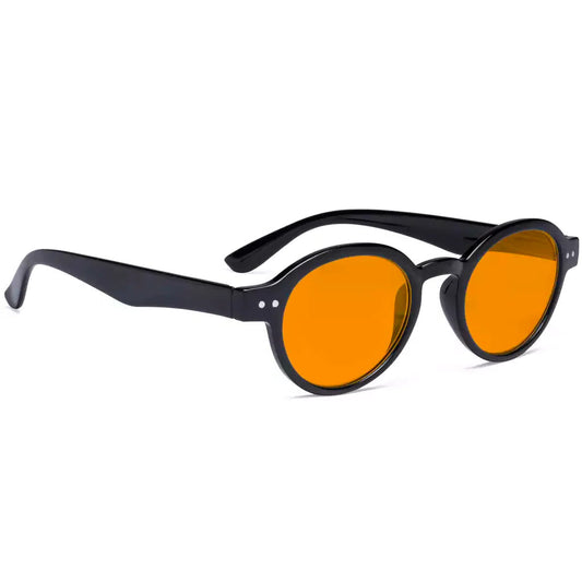 Round Orange Tinted Blue Light Blocking Reading Glasses Women Men